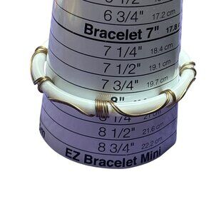 Vintage Goldtone Wire Wrapped White Plastic Bangle Bracelet 8 in Needs Cleaned